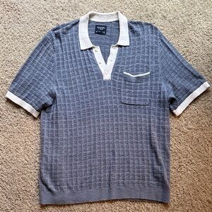 Abercrombie & Fitch Gray Blue Textured Polo